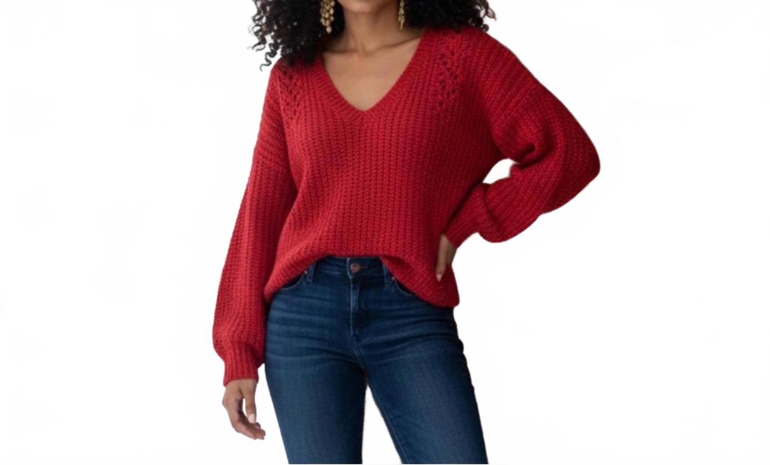 V-Neck Sweater In Red