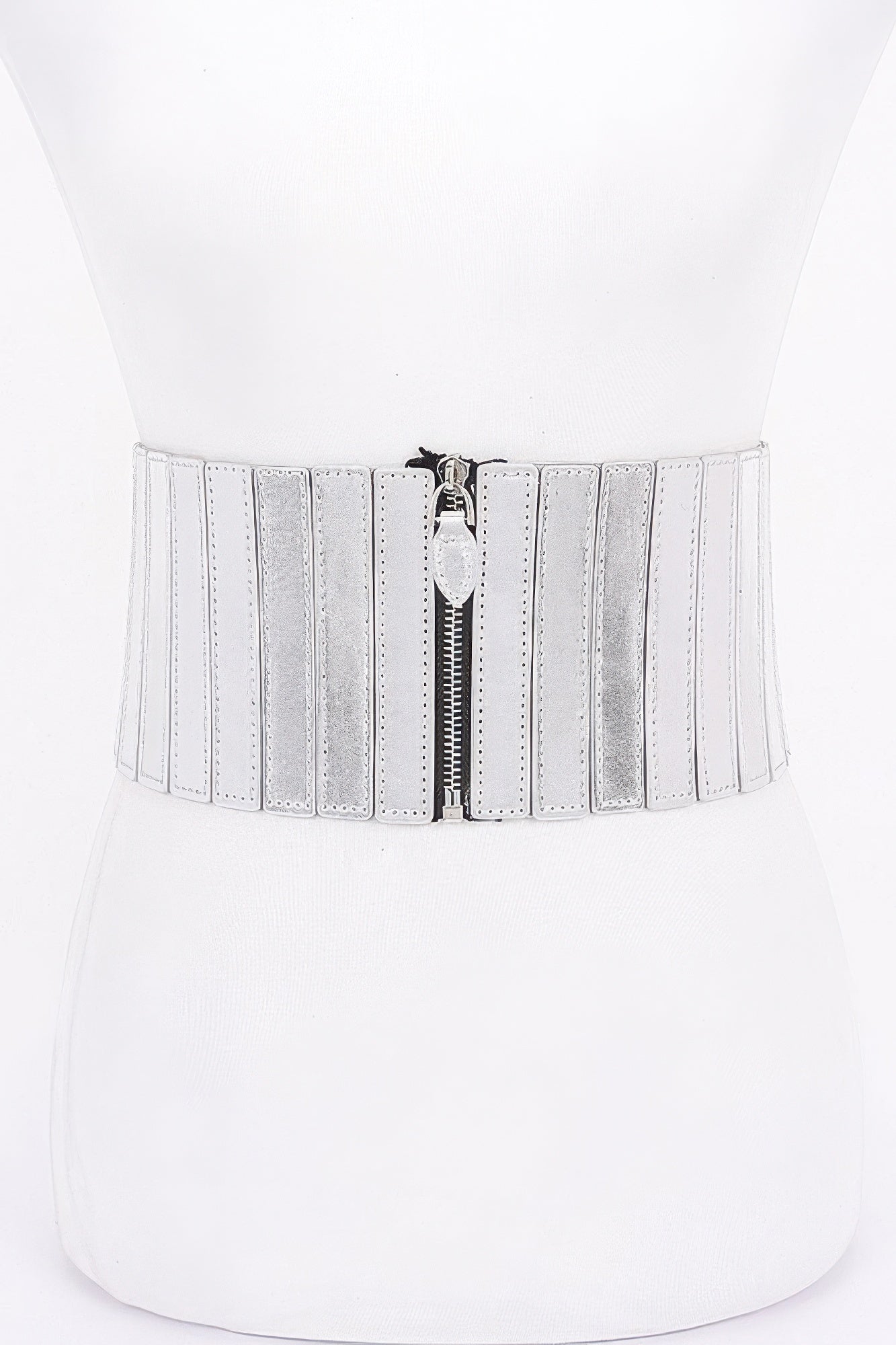 Multi Pu Zip Front Elastic Belt