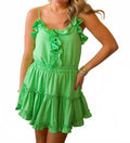 Tropicana Ruffle Mini Dress In Green