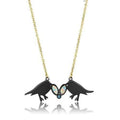 IP Gold+ IP Black (Ion Plating) Stainless Steel Necklace with Semi-Precious Opal in Aurora Borealis (Rainbow Effect)