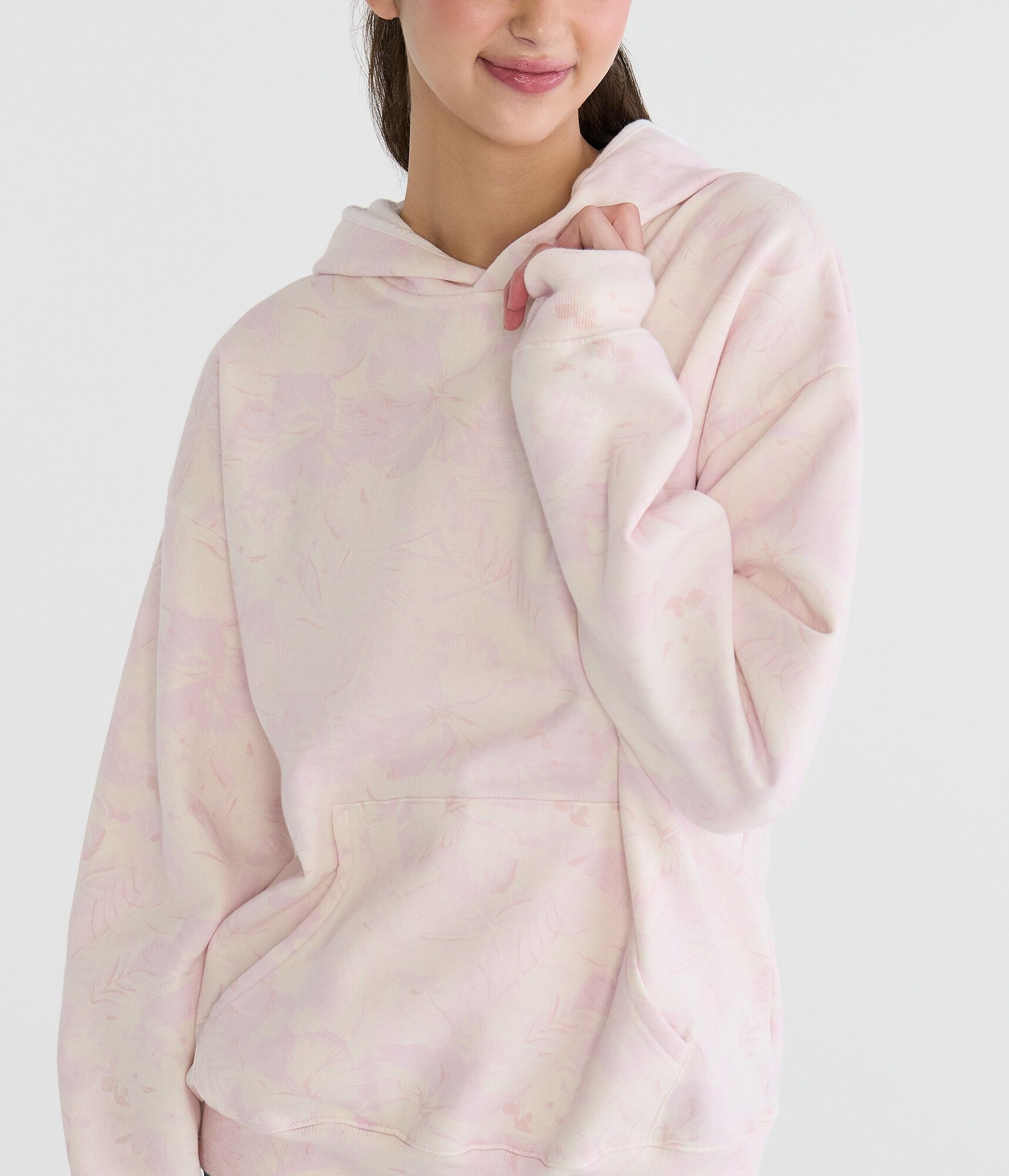 Aeropostale Cloud Soft Tropical Floral Oversized Pullover Hoodie