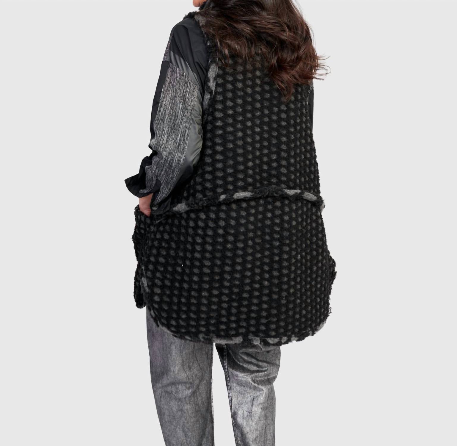 Ashen Cozy Draped Vest In Net