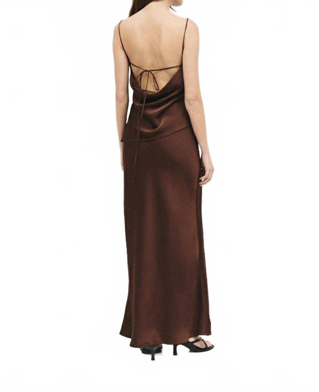 Elena Satin Skirt In Brown