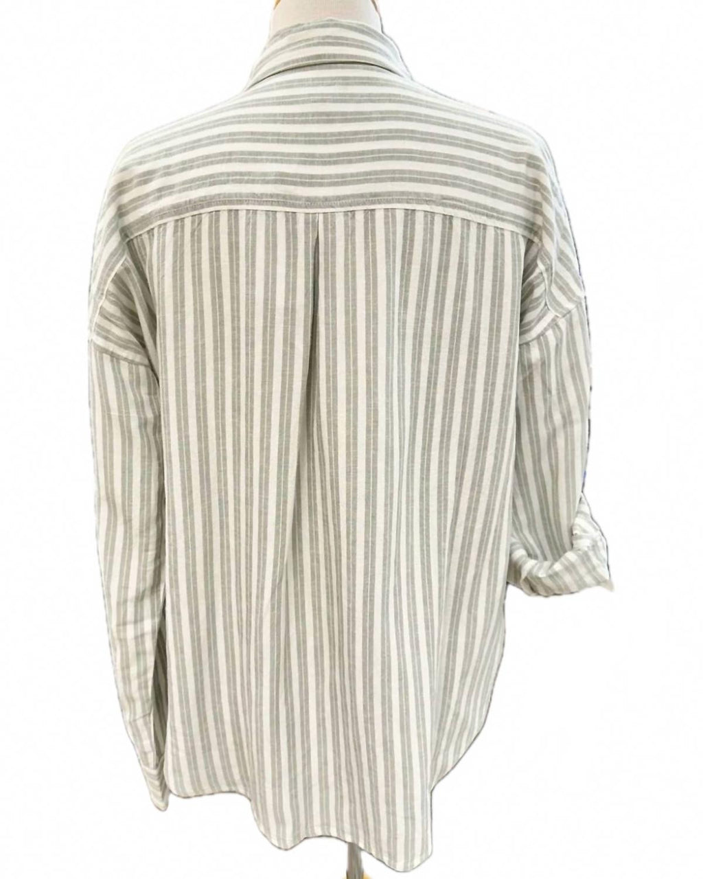 Women's Vienna Boyfriend Button Down Shirt In Sage Stripe