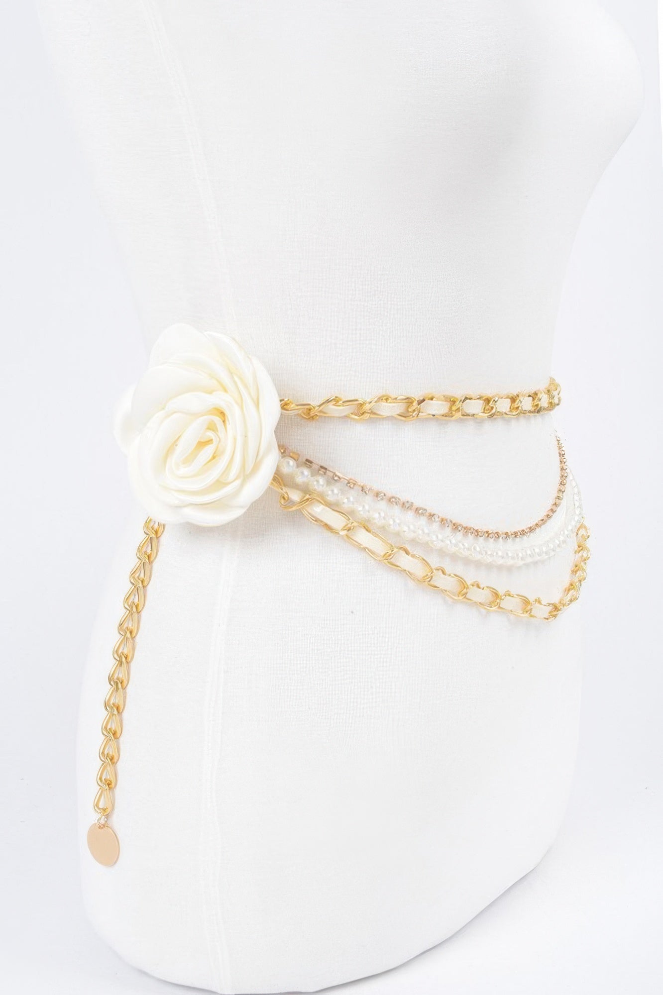 Two Flowers Multi Layered Chain Belt
