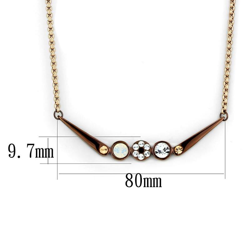 IP Rose Gold & IP light Coffee Stainless Steel Necklace with Top Grade Crystal in Multi Color