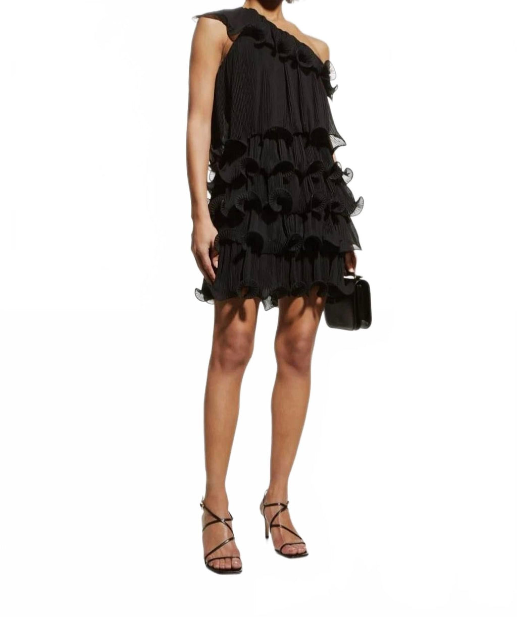 Ruffle Mini Dress In Black