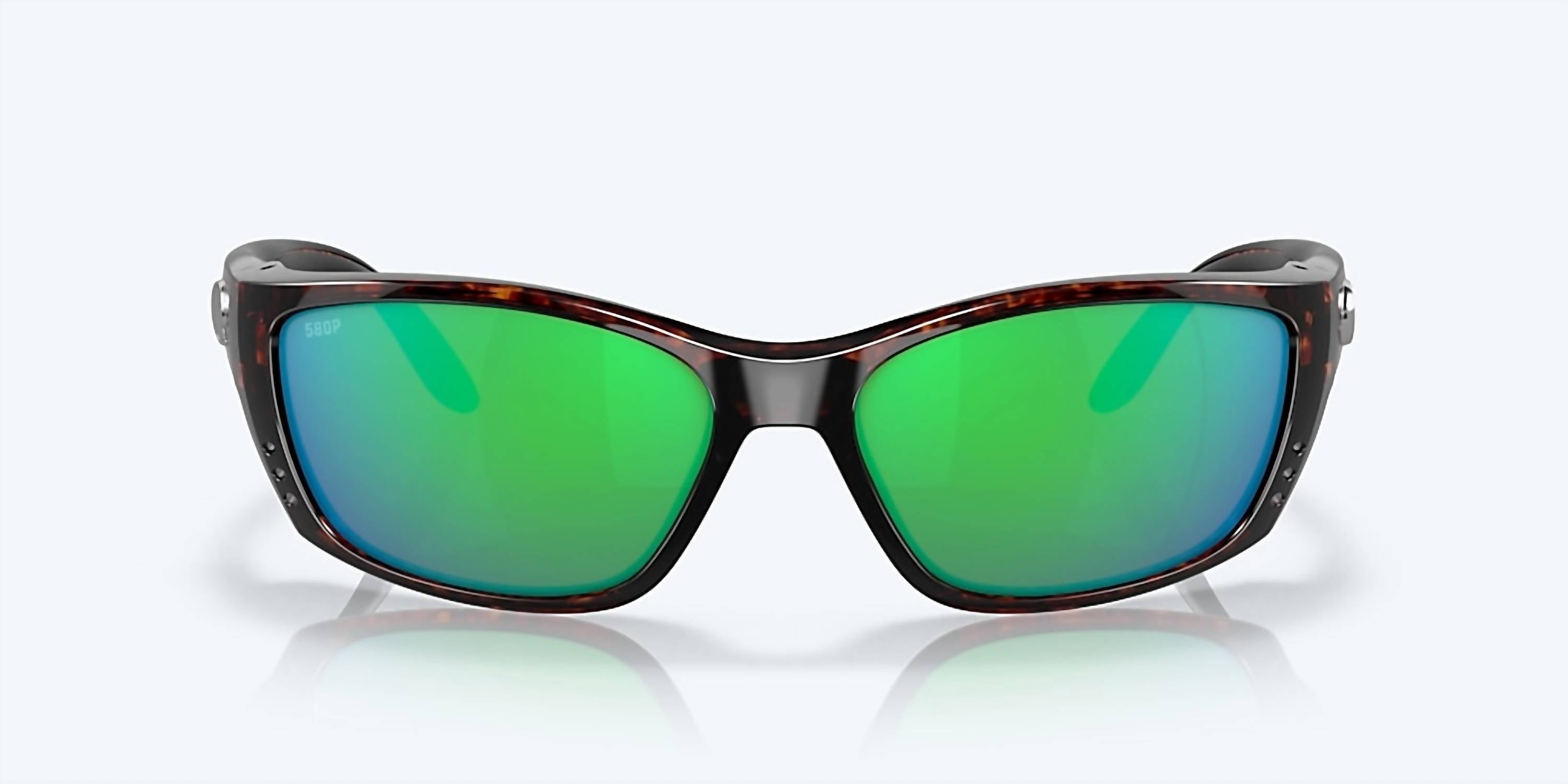 Men's Fisch Reader Rectangular Polarized Sunglasses In Tortoise/green Mirror