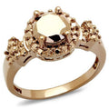 IP Rose Gold(Ion Plating) Brass Ring with AAA Grade CZ in Metallic Light Gold
