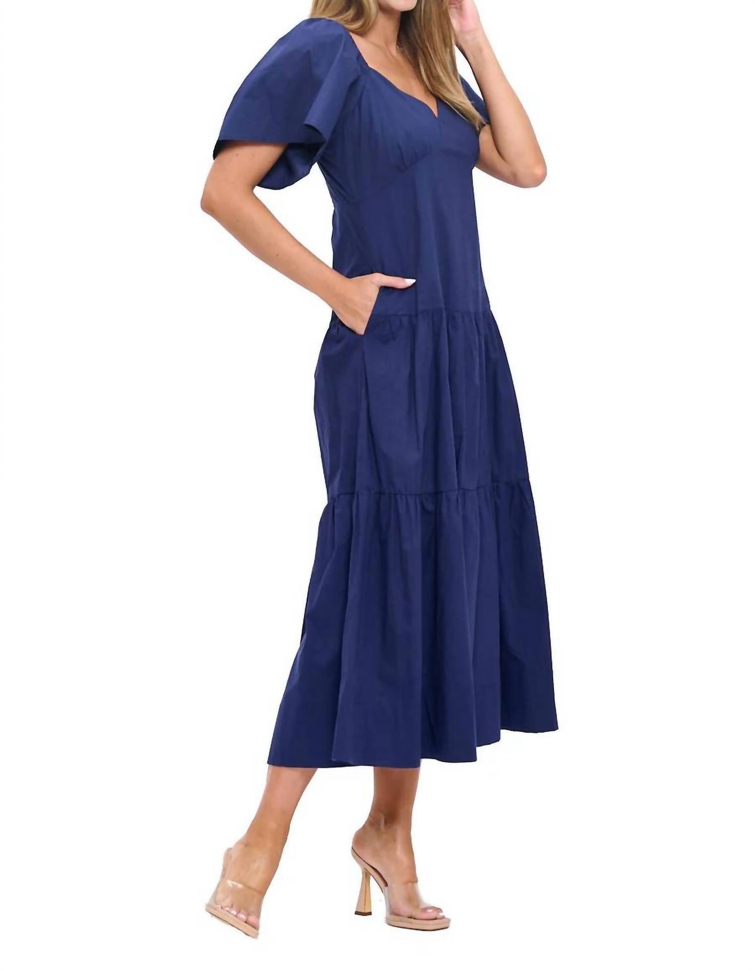 Shirley Scoop Neck Maxi Dress In Blue