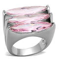 Rhodium Brass Ring with AAA Grade CZ in Rose