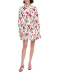 CeCe Collared Button-Down Ruffle Hem Mini Dress