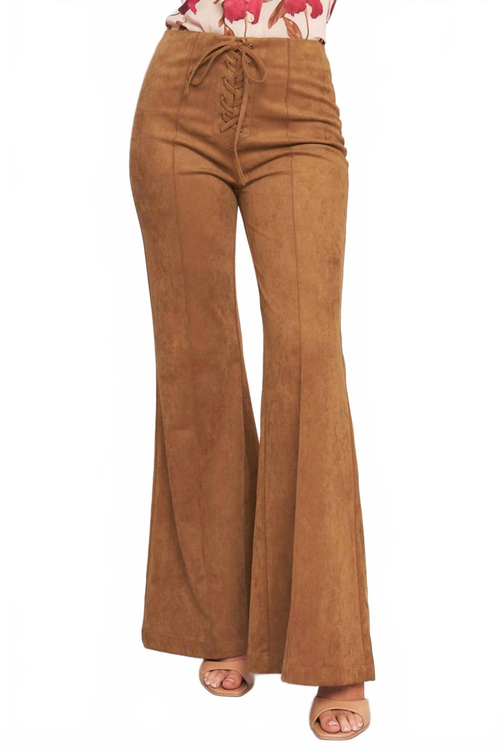 Wild Honey Faux Suede Pants In Camel