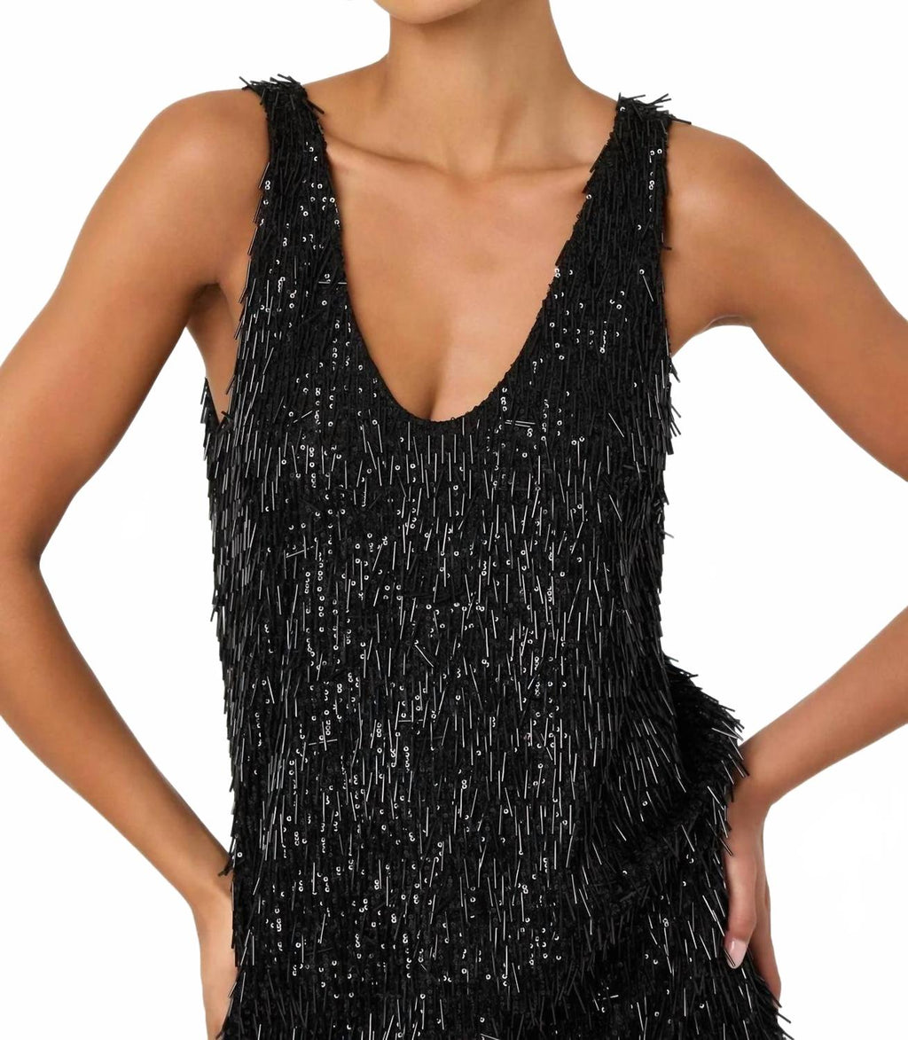 Emani Sequin Mini Dress In Black