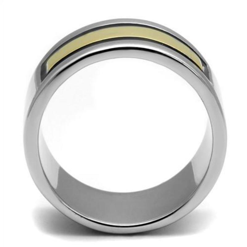 Two-Tone IP Gold (Ion Plating) Stainless Steel Ring with Epoxy in Jet