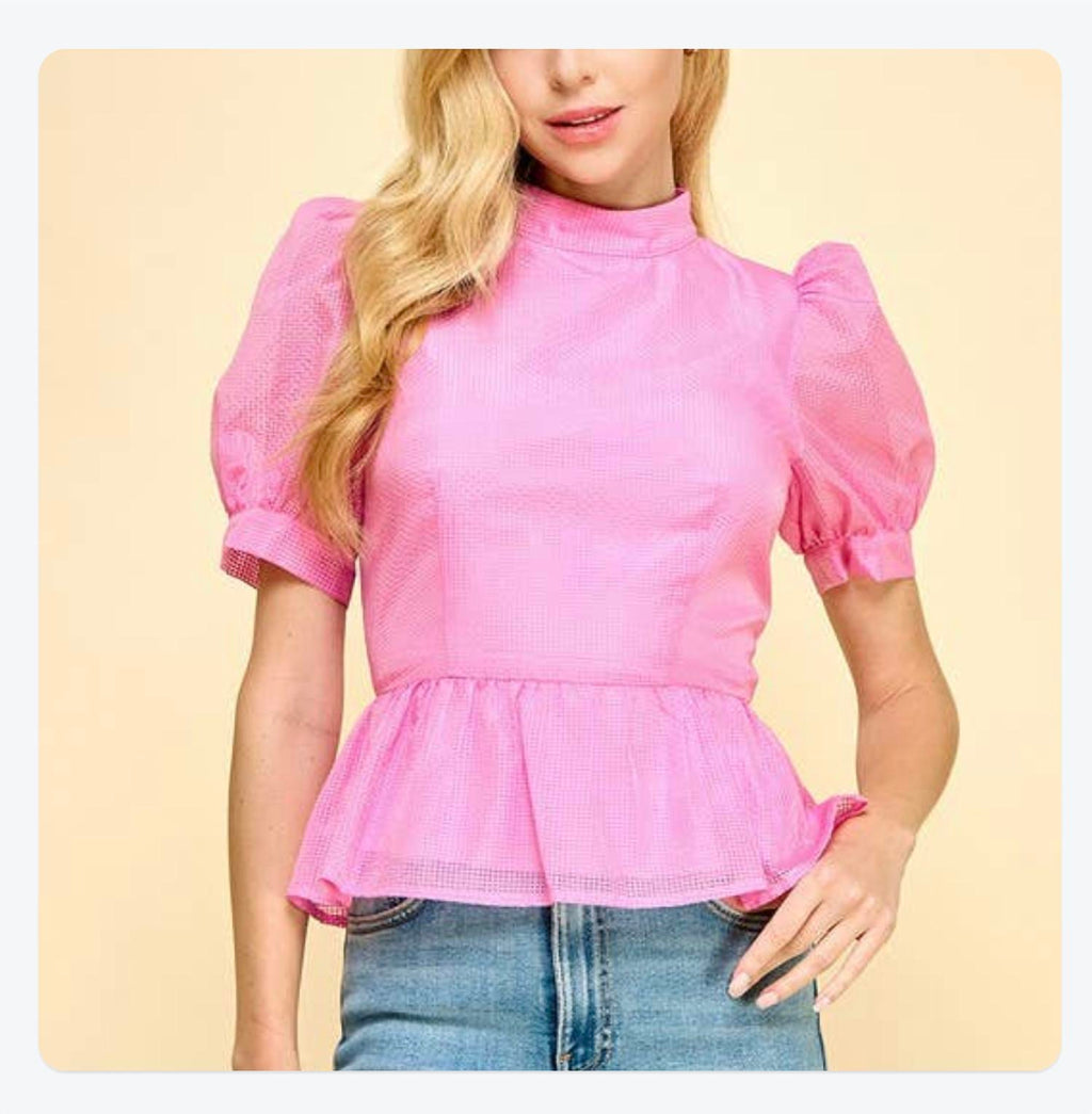 Women's Poplin Top In Barbie Pink