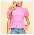 Women's Poplin Top In Barbie Pink