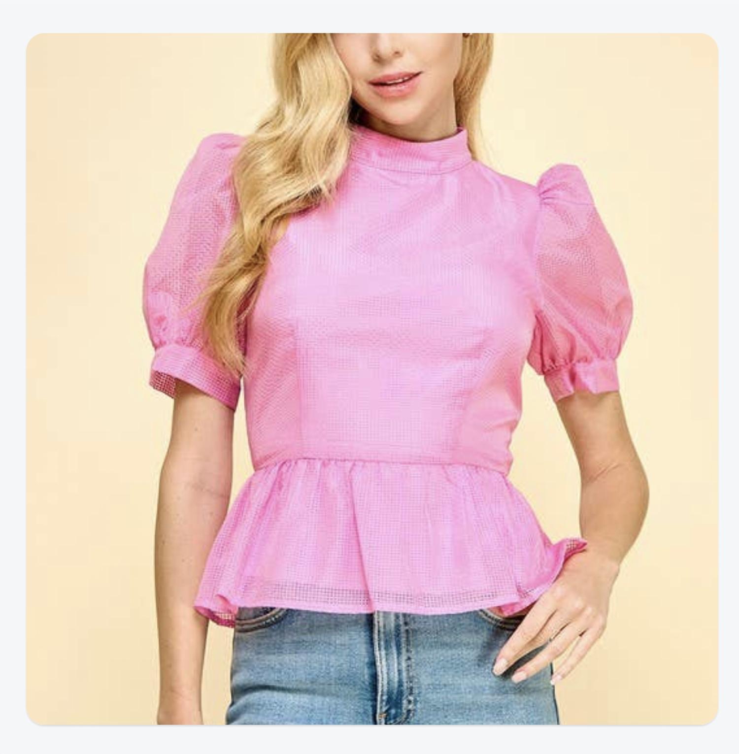 Women's Poplin Top In Barbie Pink