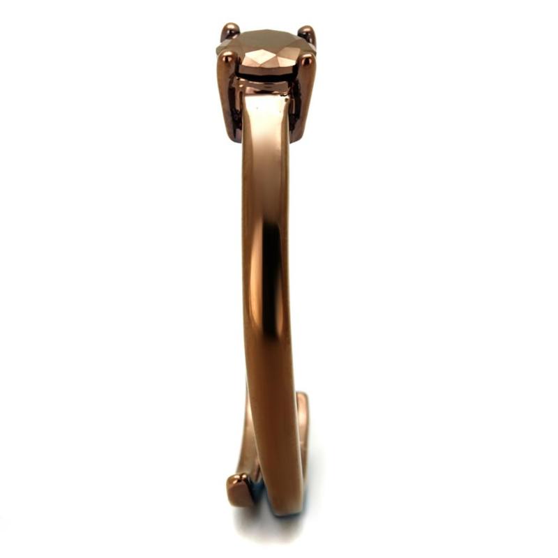 IP Coffee light Brass Ring with AAA Grade CZ in Light Coffee