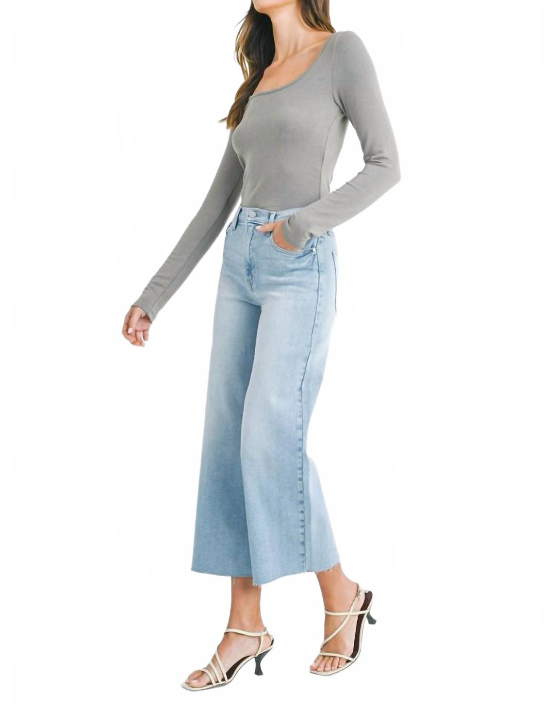 Scissor Cut Wide Leg Jeans In One Color