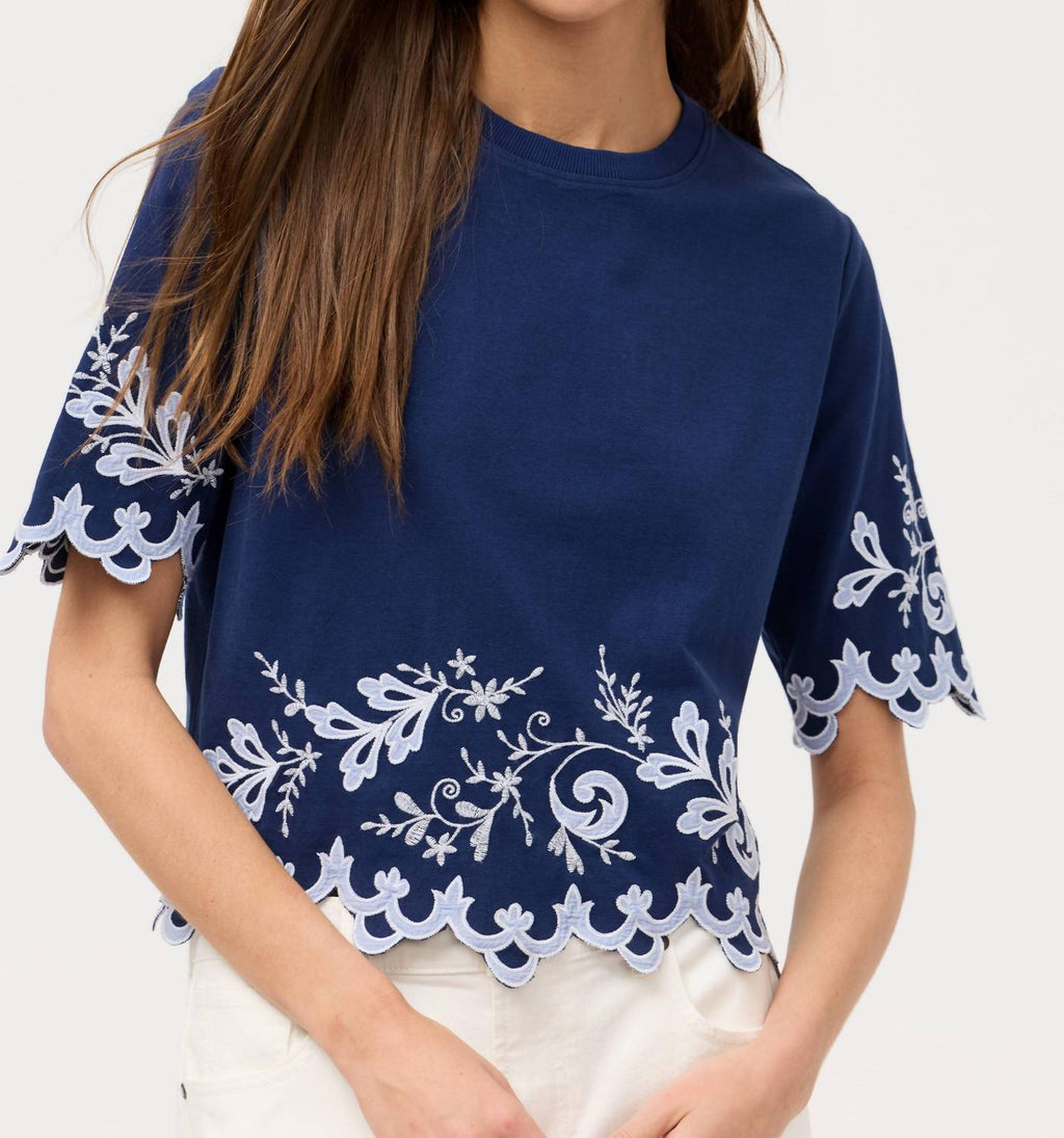 Addeline Elbow Sleeve Tee In Navy