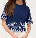Addeline Elbow Sleeve Tee In Navy