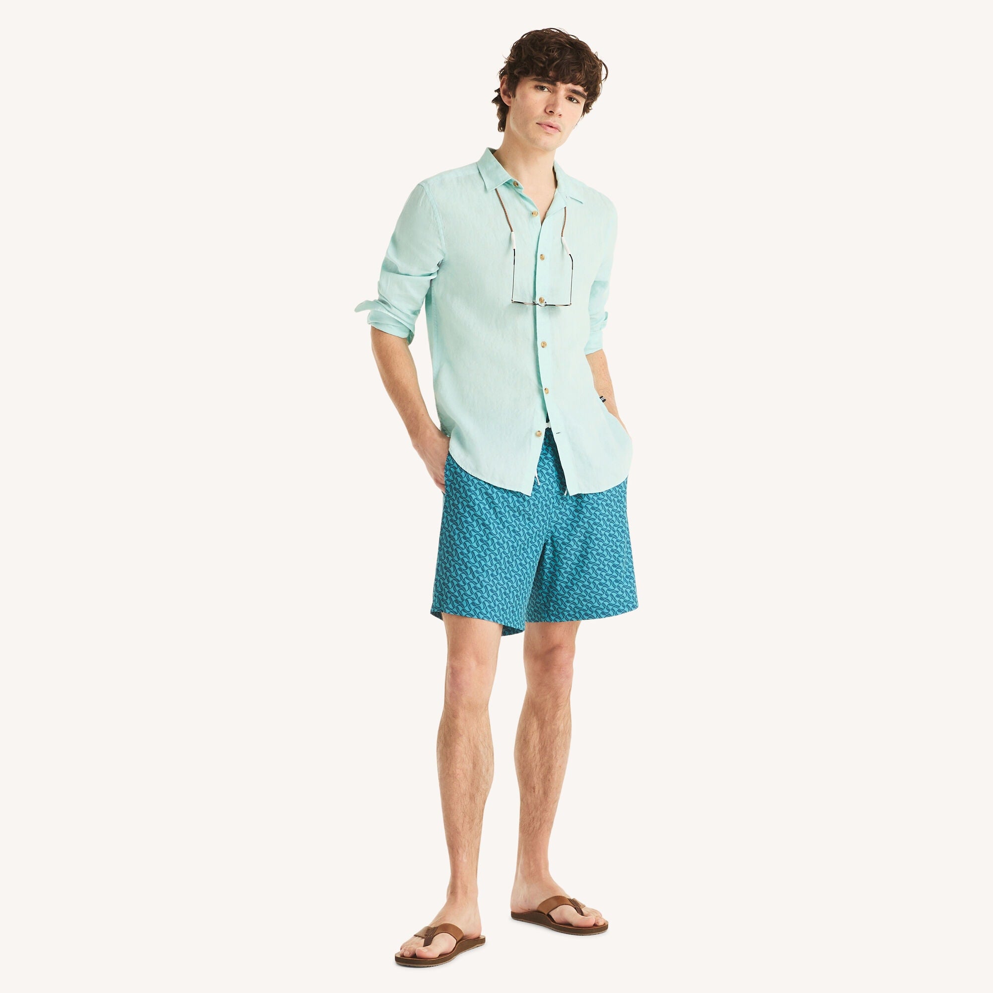 Nautica Mens 7" Printed Quick-Dry Swim