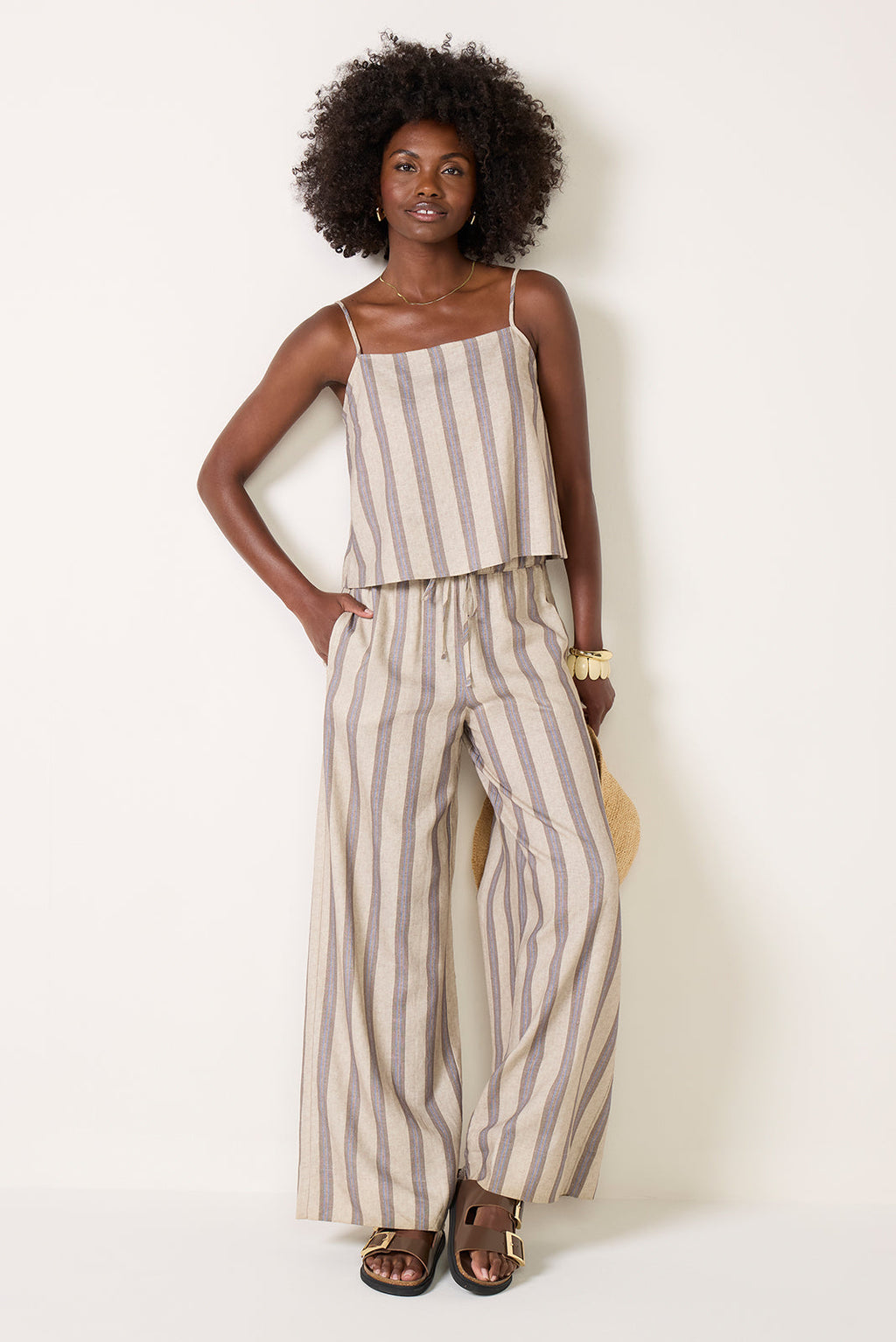 Women's Ria Linen Stripe Cami Top
