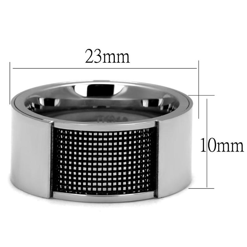 High polished (no plating) Stainless Steel Ring with Epoxy in Jet