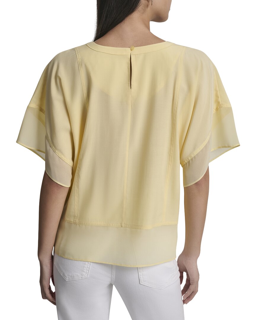 DKNY Dolman Sleeve Mix Media Top