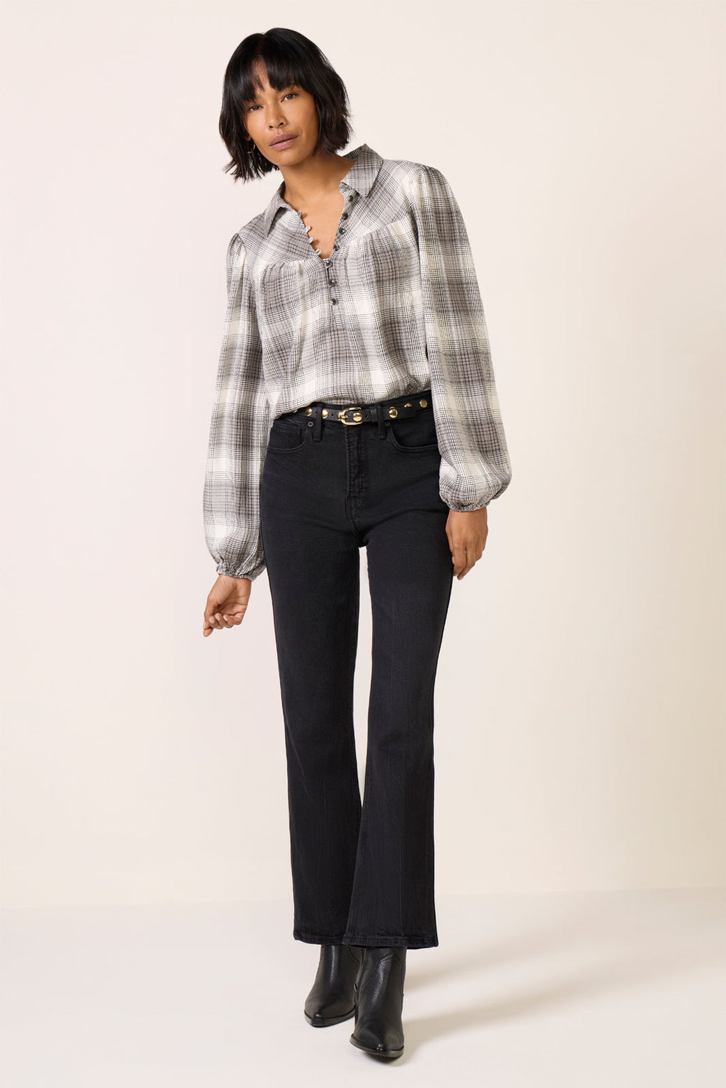 Women's Maleah Pucker Plaid Blouse