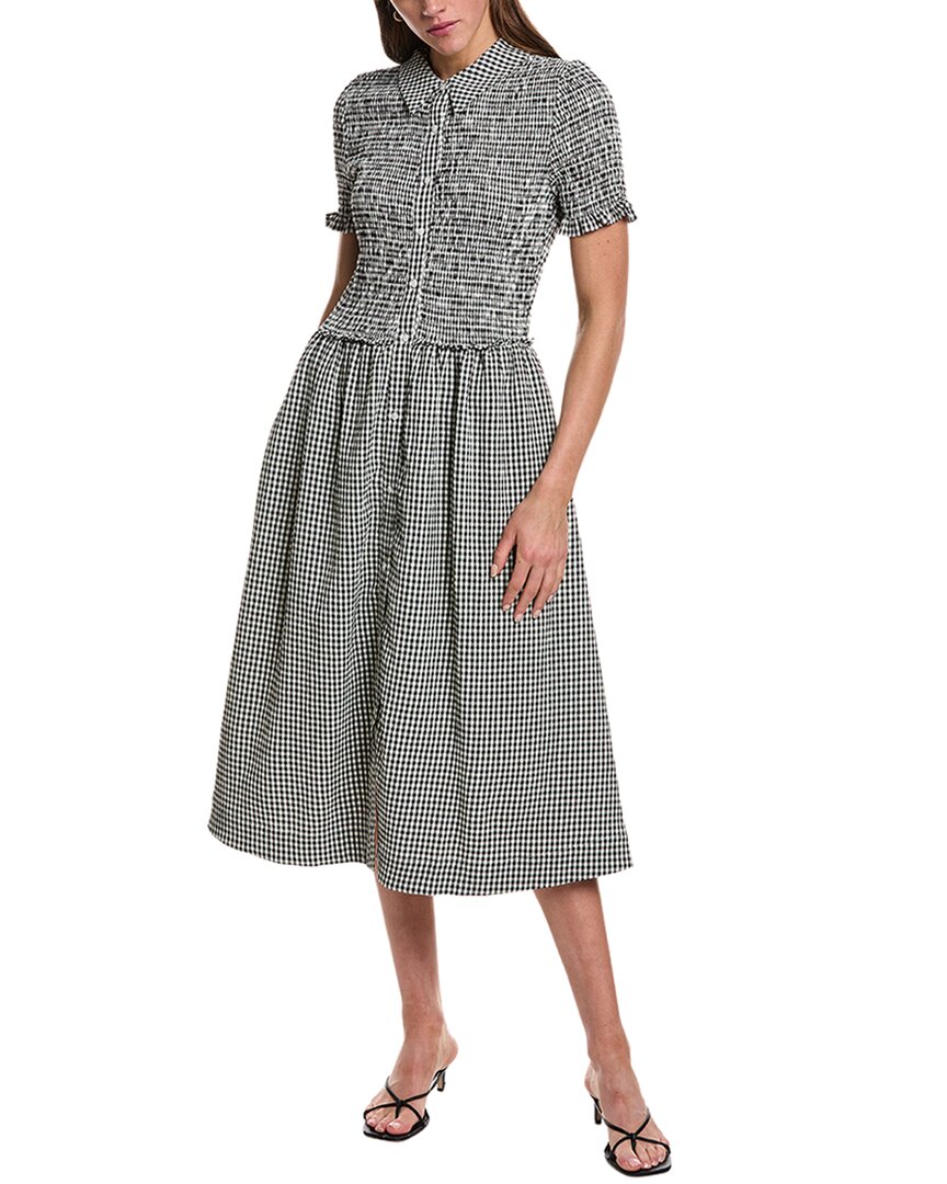 Design History Smocked Gingham Midi Dress
