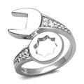 High polished (no plating) Stainless Steel Ring with AAA Grade CZ in Clear