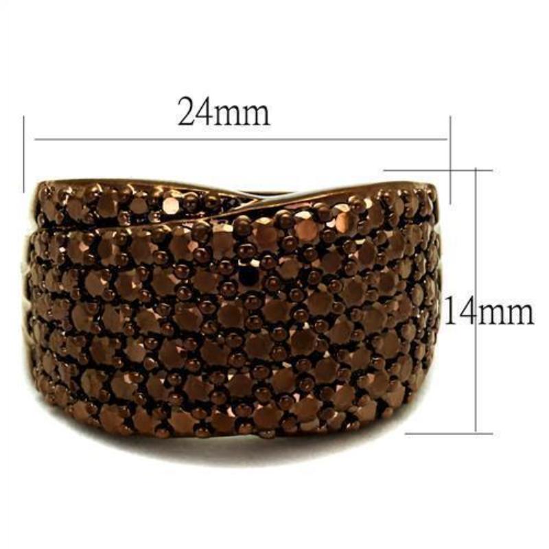 IP Coffee light Brass Ring with AAA Grade CZ in Light Coffee