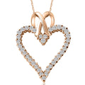 1 1/10ct Diamond Heart Pendant Necklace in 14K White, Yellow or Rose Gold 1 1/4"