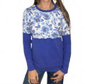 Natalie Pullover Top In Sapphire Floral