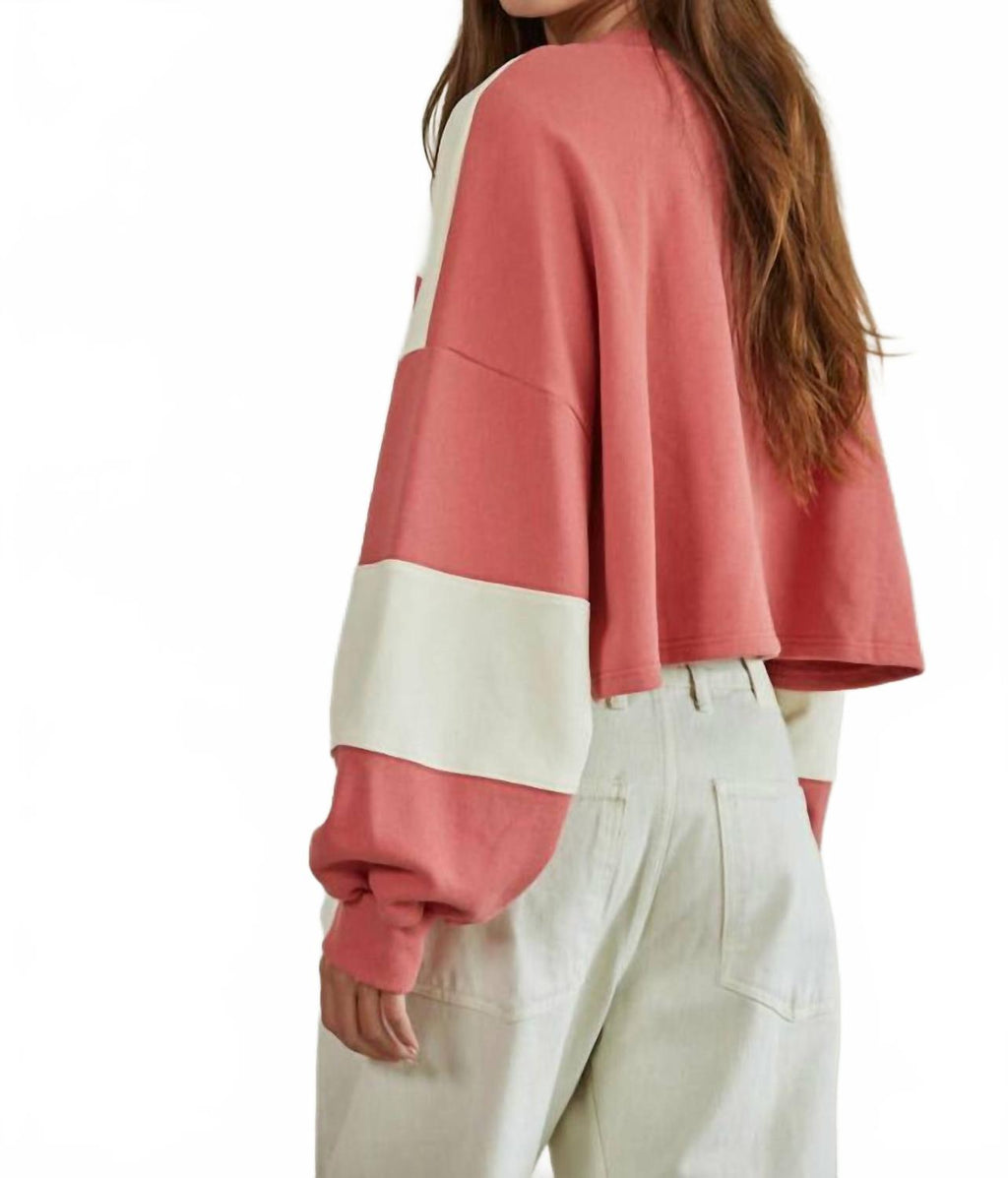 Sidelines Knit Pullover In Red Ivory
