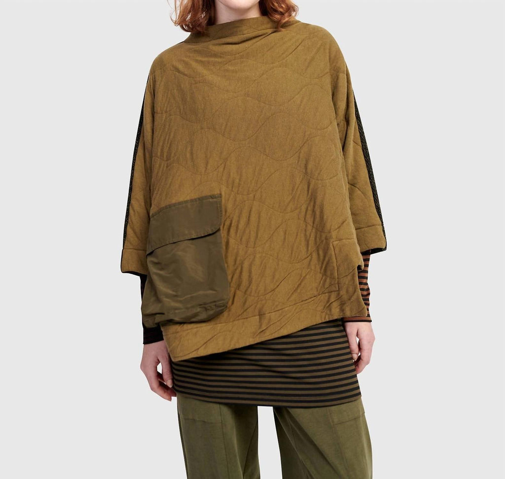 Urban Sah Quilted Pullover Sweater In Khaki