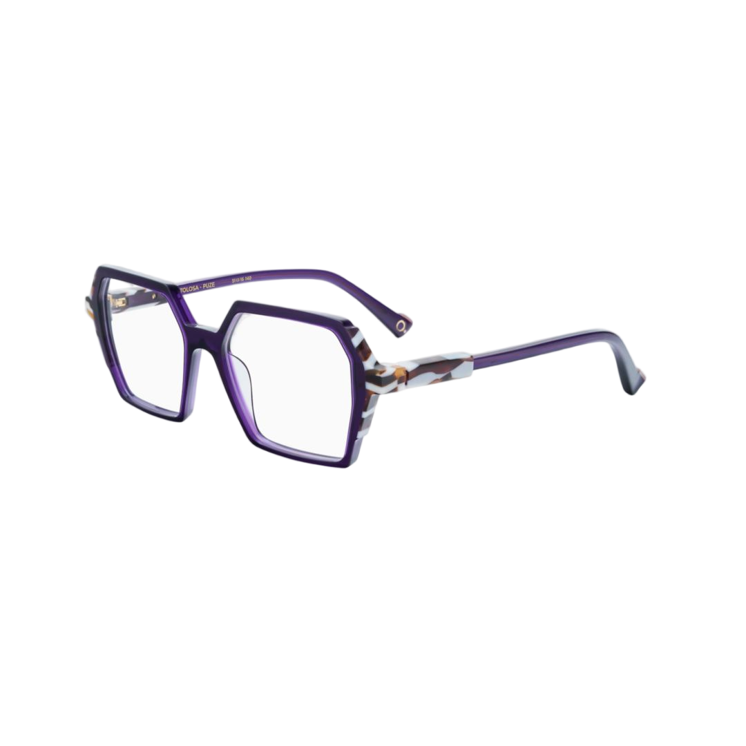 Tolosa Hexagonal Deep Purple Acetate Eyeglasses with Tortoiseshell Accents