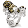 Rhodium + Ruthenium Brass Ring with AAA Grade CZ in Multi Color