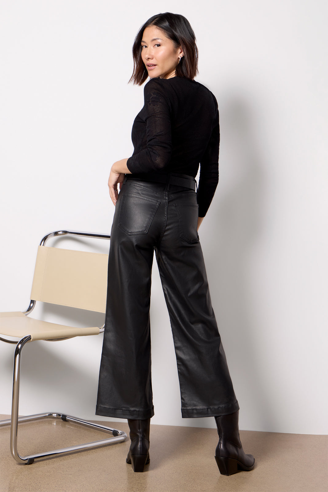 Women's Petite Coated Meg Wide Leg Pants