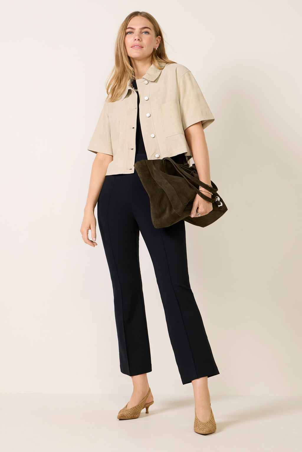 Women's Pintuck Kick Flare Ponte Pants