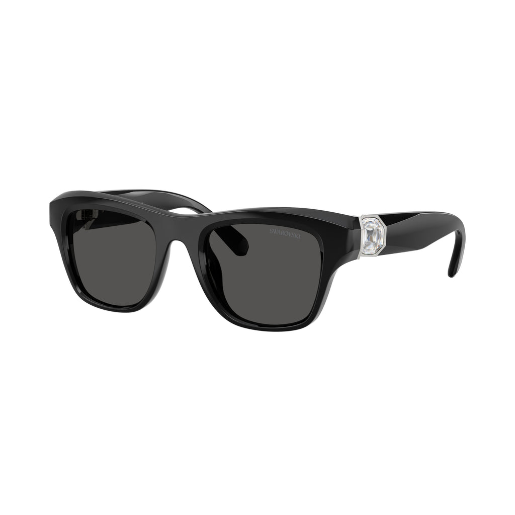 0Sk6056U Rectangular Black Sunglasses with Crystal Embellishments