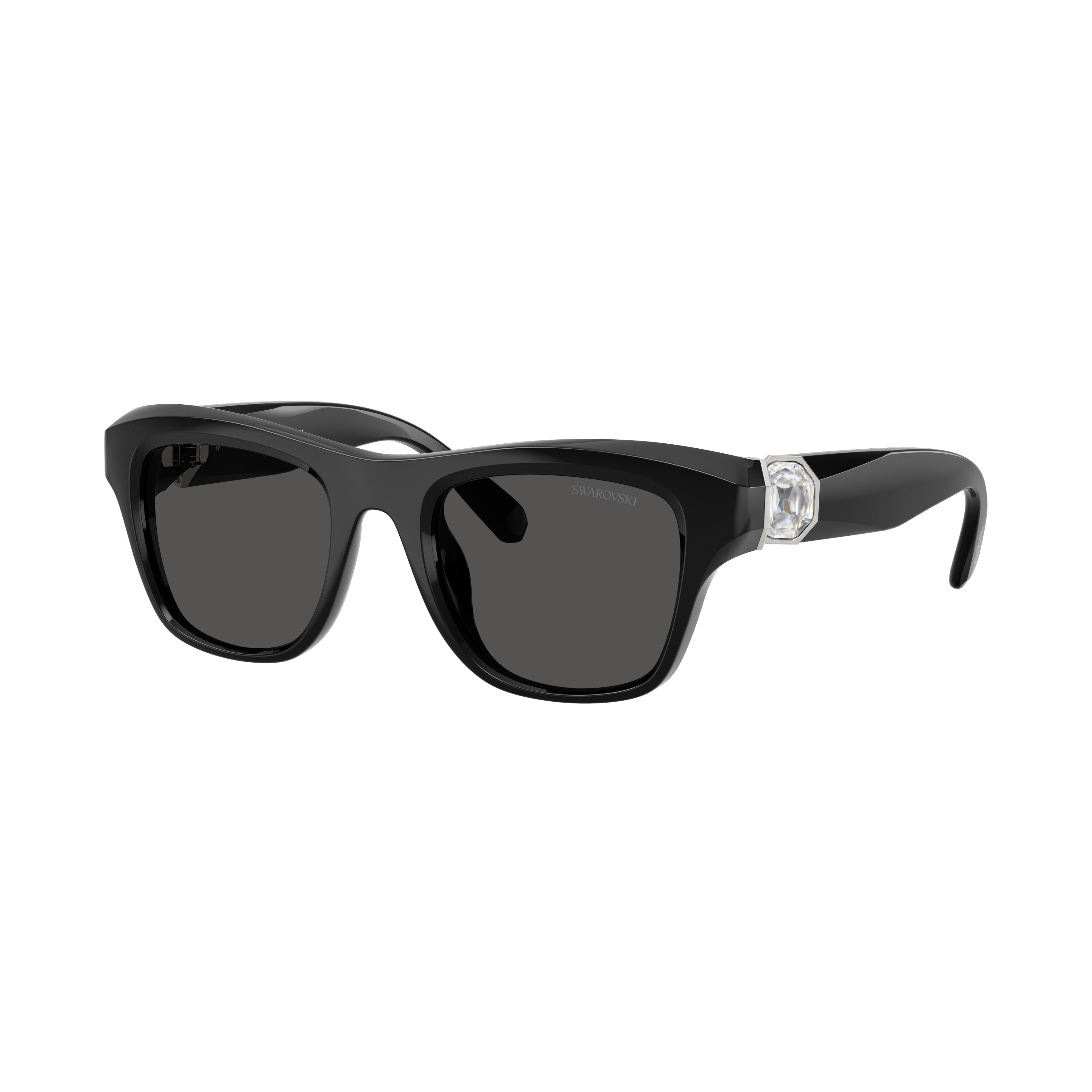 0Sk6056U Rectangular Black Sunglasses with Crystal Embellishments