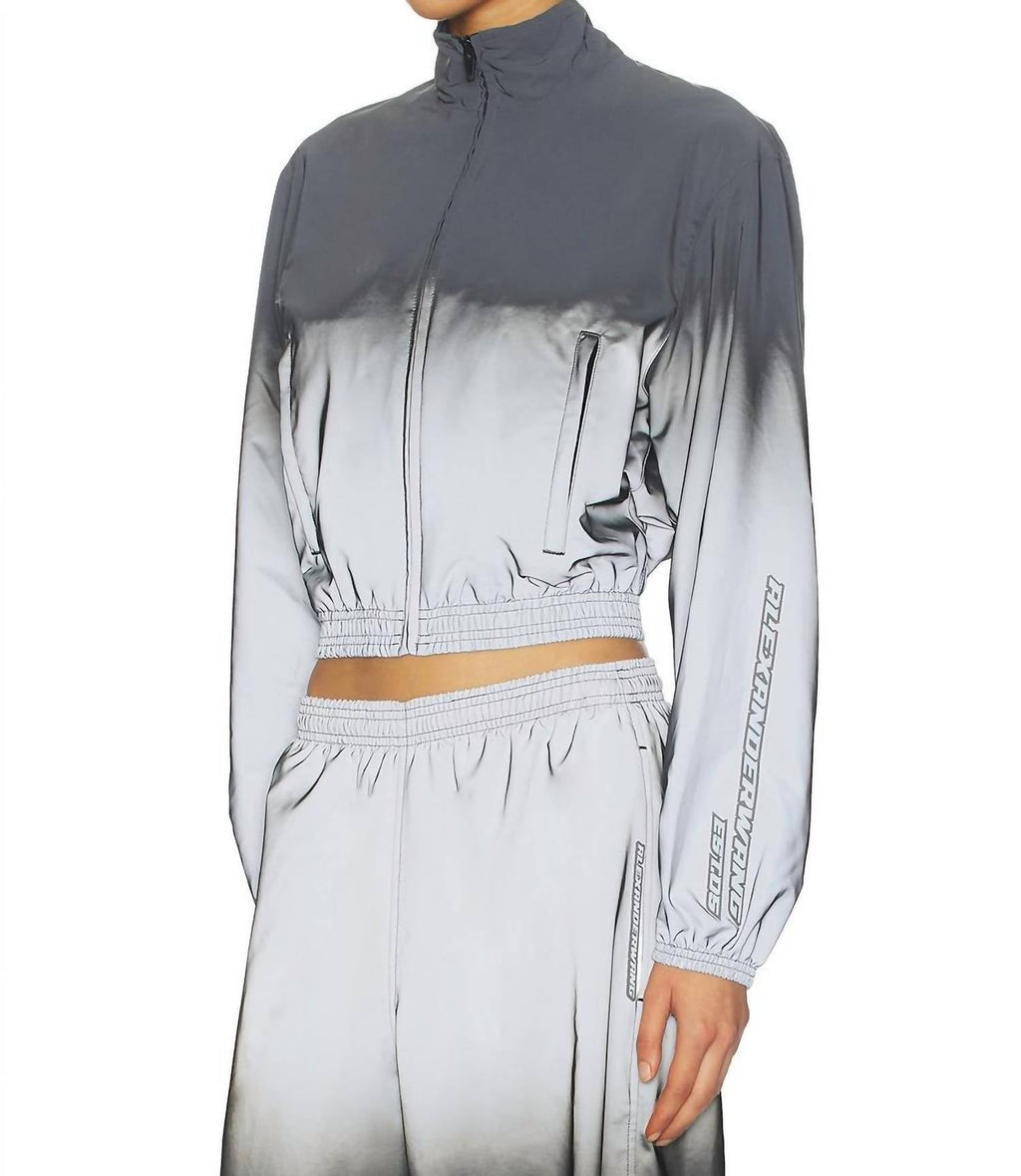 Reflective Shrunken Track Jacket In Metalic Silver/black