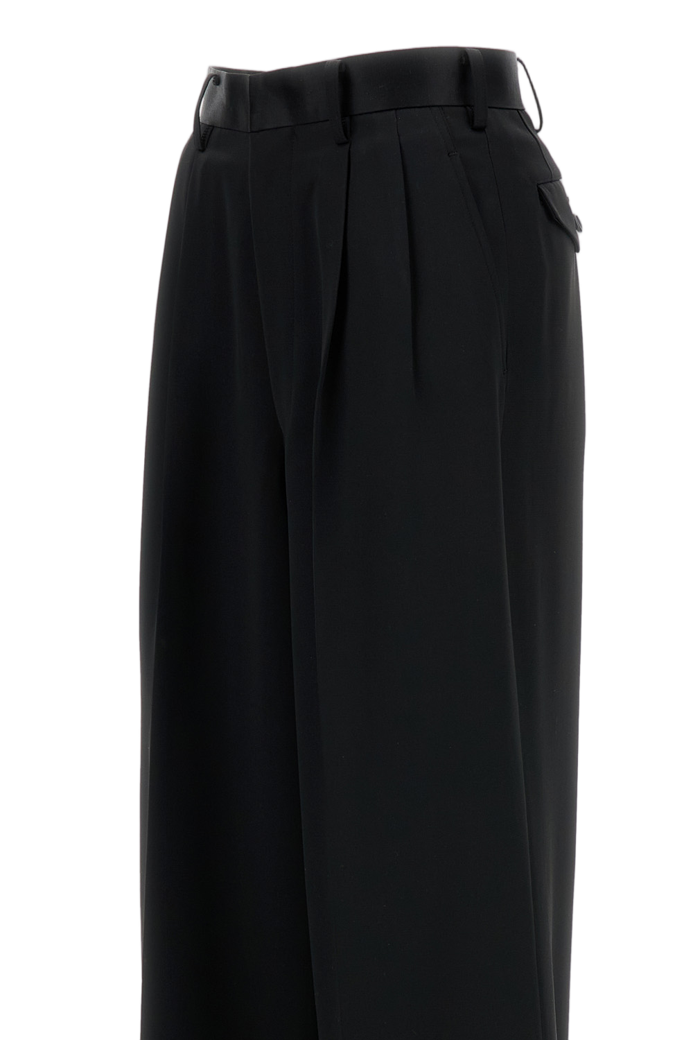 Black Pleated Tailored Trousers