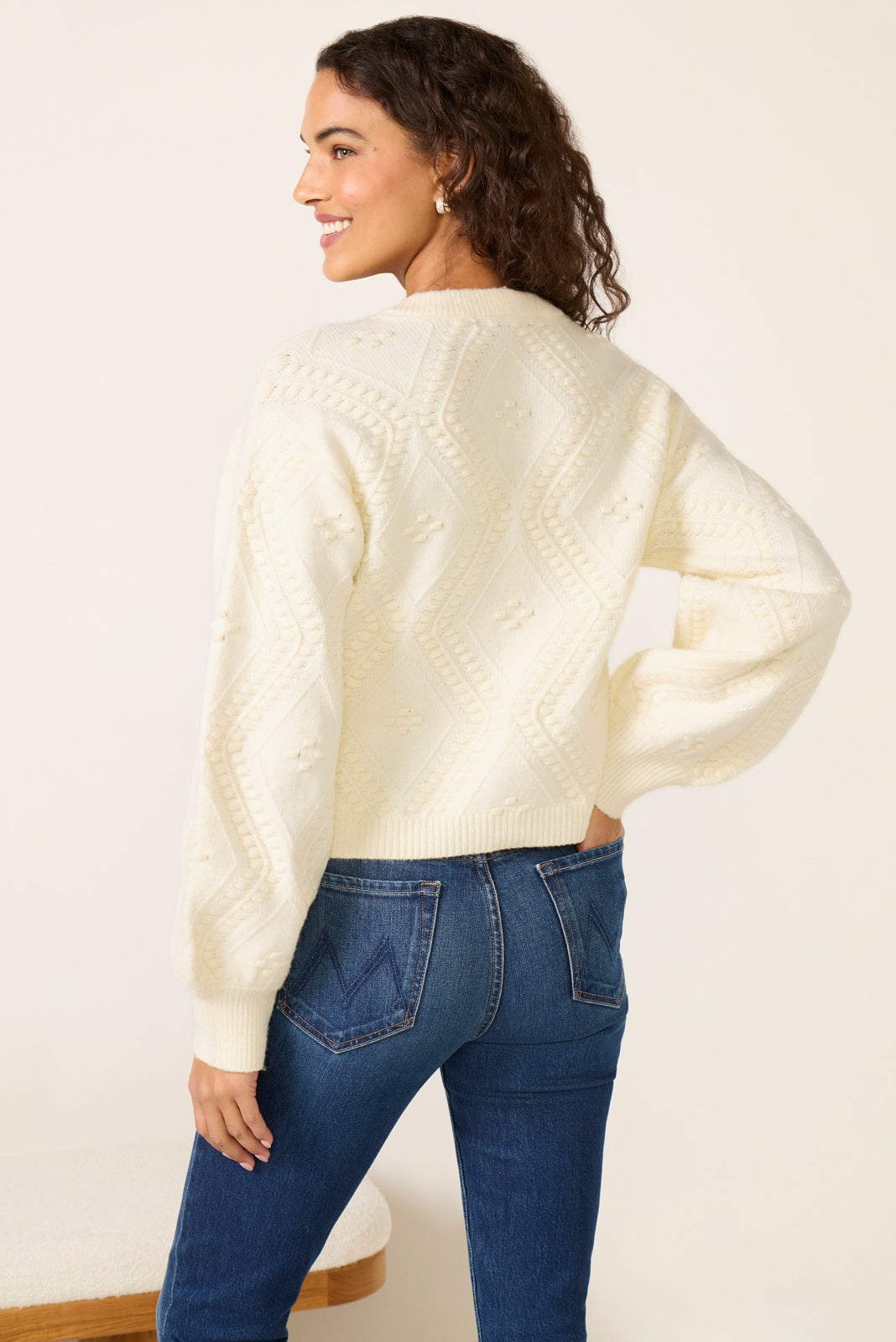 Women's Kitty Bobble Crew Cardigan