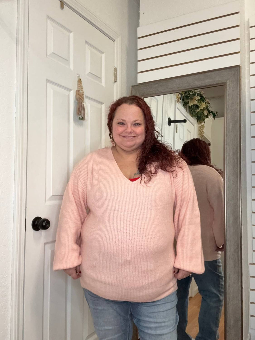 Bethany Bow Knit Sweater In Pink