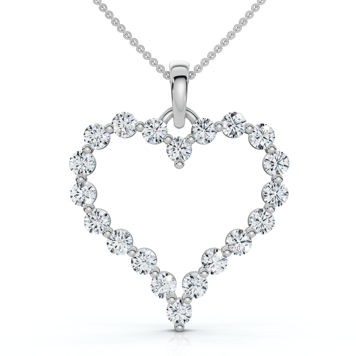 1ct Diamond Heart Shaped Pendant 14K White Gold New