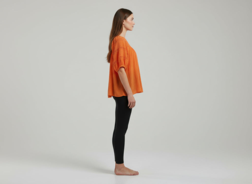 Unique Spectrum Solid Short Sleeve Blouse